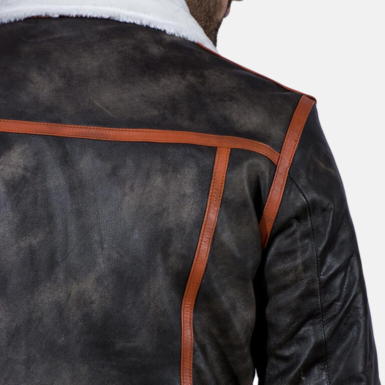 Mens Alpine Brown Fur Leather Jacket 6-1491386291377